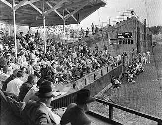Spectators at baseball game, Rollins Field