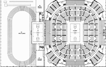 Plan of interior of Hearnes Center and Fieldhouse
