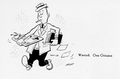cartoon of man with food tray