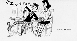 cartoon of student sleeping in class