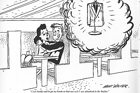 Cartoon of couple in booth