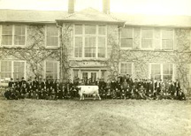 Dairy Short Course Students with 'Old Jo,' ca. 1910-1911