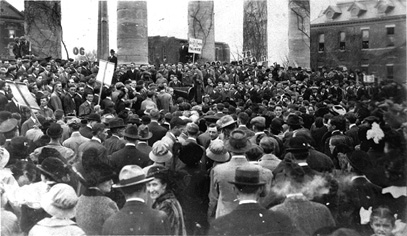 Mass Meeting of MU Boosters Before the MU vs. KU Homecoming Game, 1913