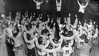 Homecoming Romp, Stomp, Chomp! Rally in Brewer Field House, 1946