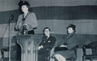 Eleanor Roosevelt addresses a student assembly