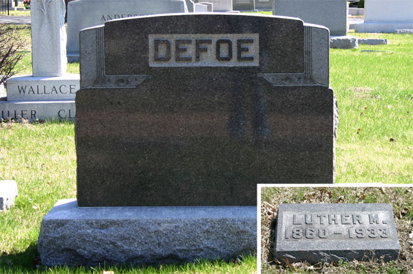 grave stone of luther defoe