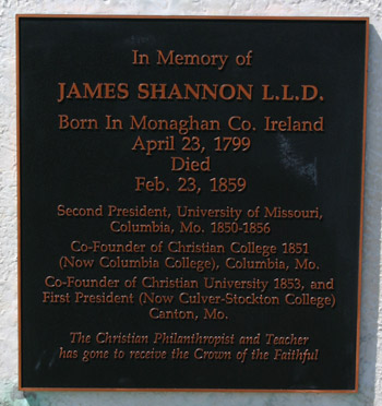 plaque on gravestone of james shannon
