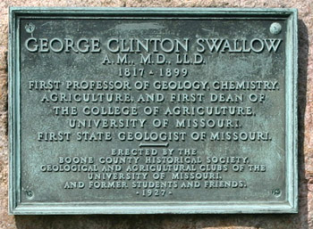 plaque on gravestone of george clinton swallow