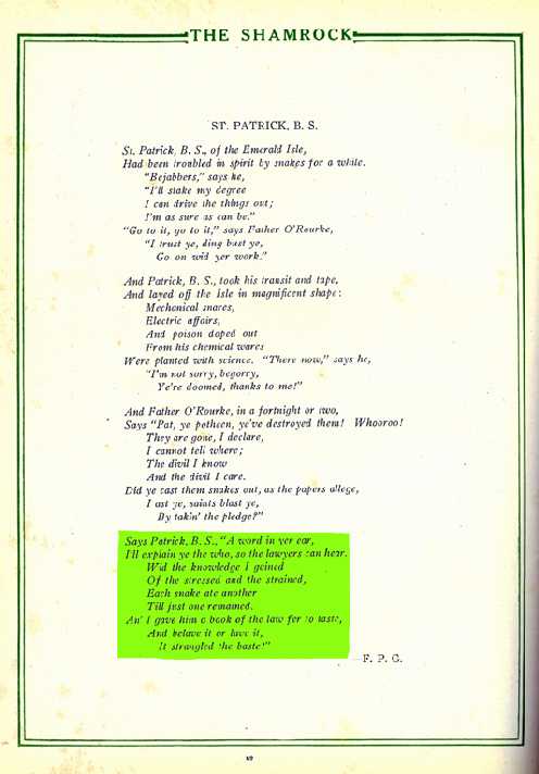 This rivalry is illustrated in the last stanza of a poem from the 1922 