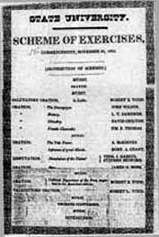 Program of the University of Missouri's 1843 Commencement