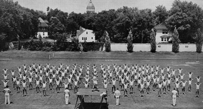 Army Air Corps students performing calisthenics