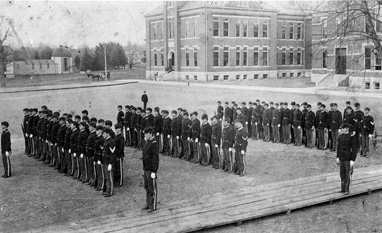 Military drilling on the Quad