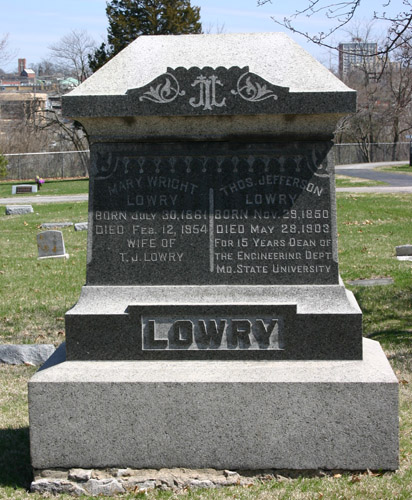 gravestone of thomas jefferson lowry