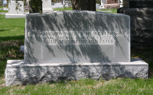 gravestone of andrew walker mcalester