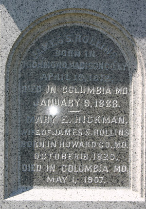 inscription on james sidney rollins gravestone