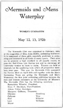 Program from 'Mermaids and Men's Waterplay,' 1926