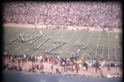 Animated GIF of the famous floating Mizzou Tigers performed by Marching Mizzou in 1963.