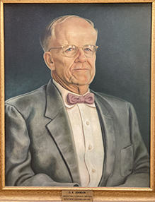 Oil portrait of University of Missouri Agricultural Economics Professor Oliver Ray Johnson from circa 1959. The painting was done by Ned Etheridge, son of University of Missouri Professor of Agronomy William Carlyle Etheridge.